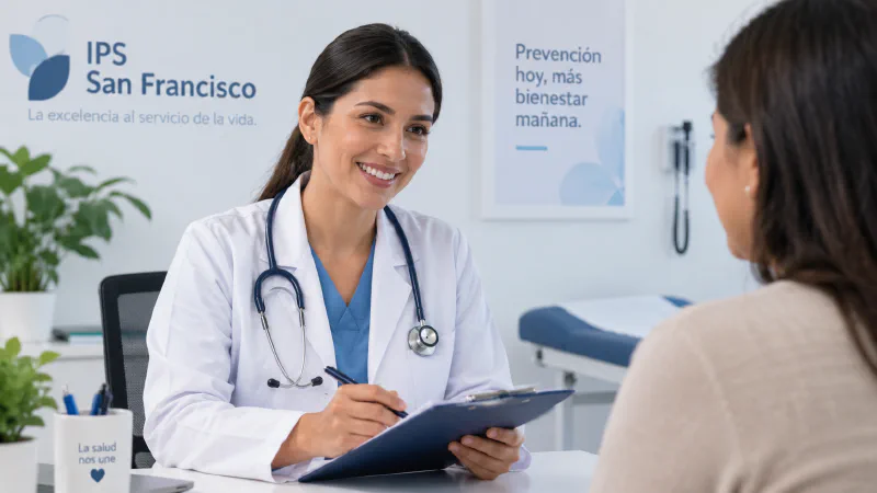 Profesional de la salud durante una consulta médica