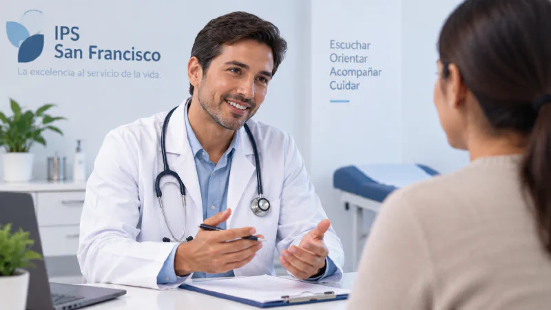 Profesional de medicina durante una consulta